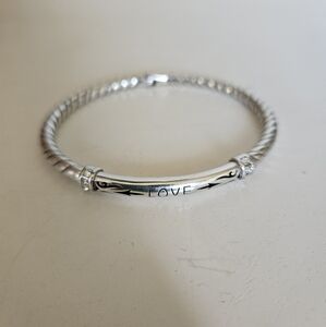 Brighton Love Marquee Silver Crystals Hinged Bangle Bracelet